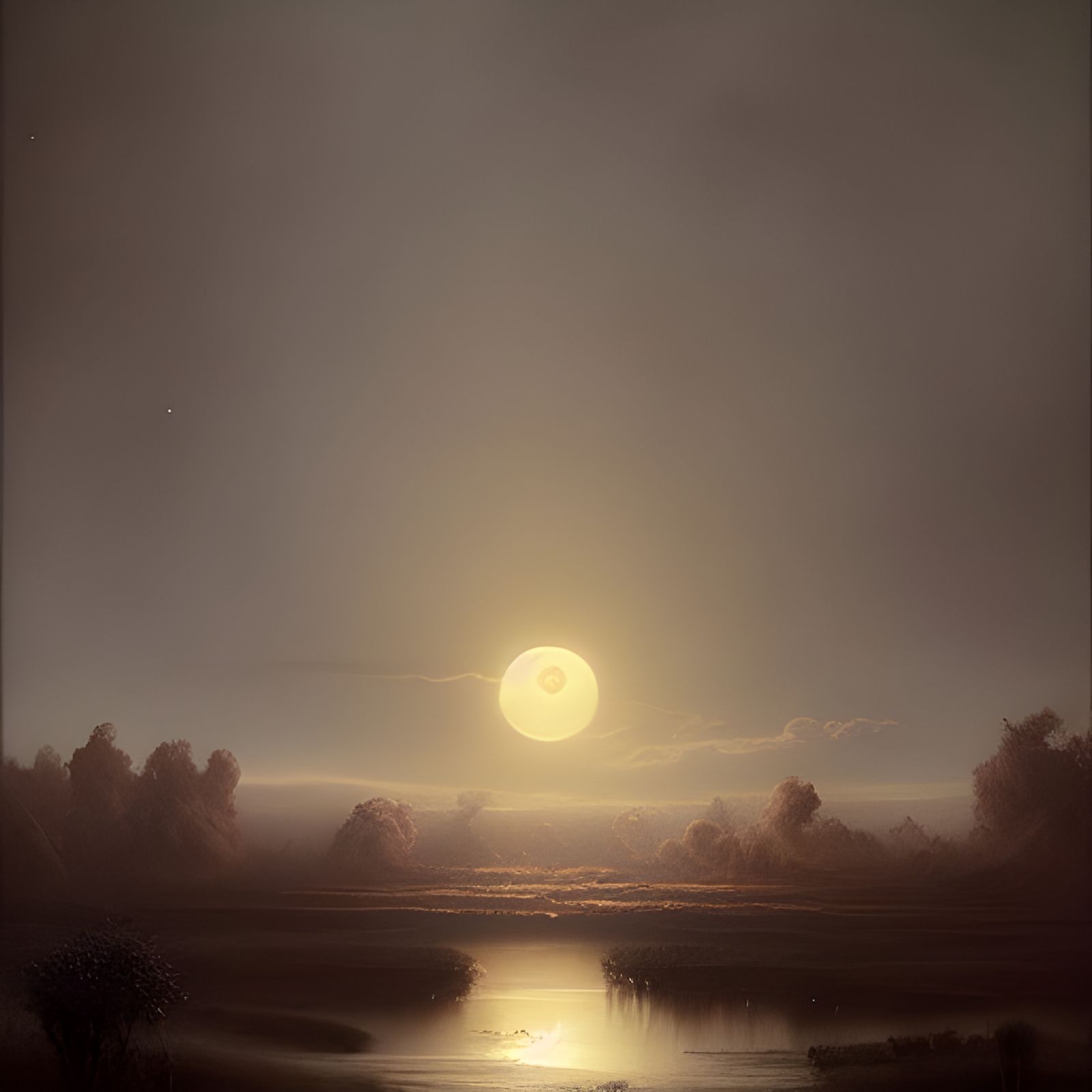 Flower Savanna Under Red Moon in Horror Style