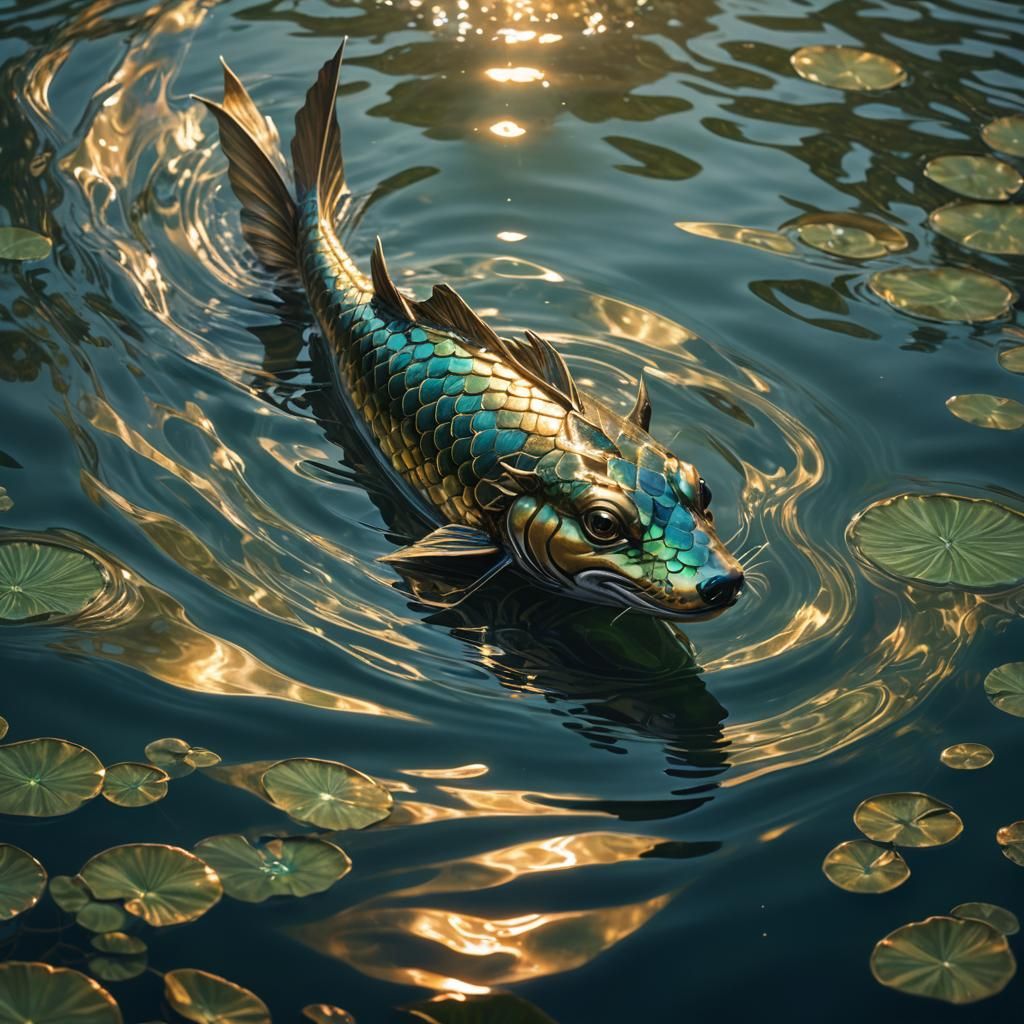 Dog-Fish Hybrid Creature in Aquatic Fantasy Art