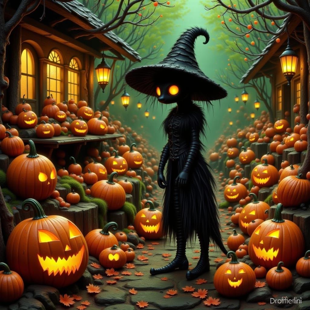 Dullahan's Halloween Farmstall: A Whimsical Scene