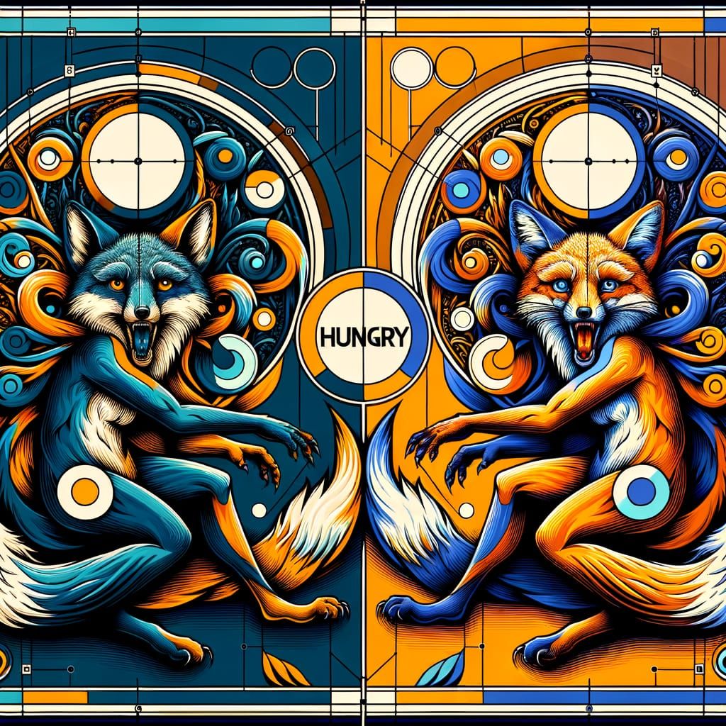 Homeless Fox Shapeshifter with 'Hungry' Sign, Pop Art Style