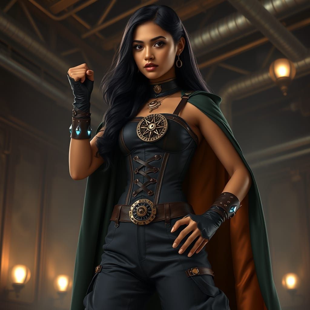 Steampunk Portrait of Sri Lankan Woman in Victorian Outfit