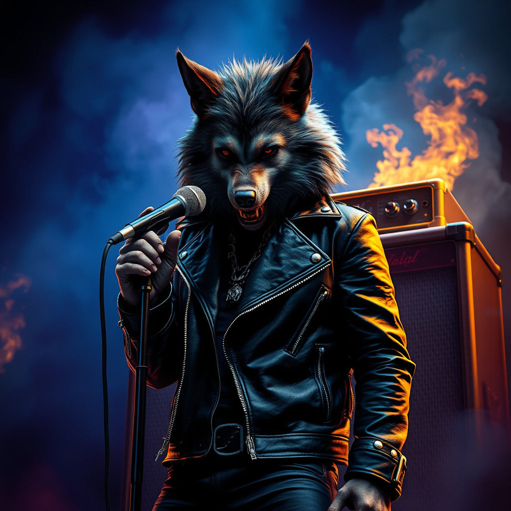 Werewolf Rock Star in Dark Fantasy Style