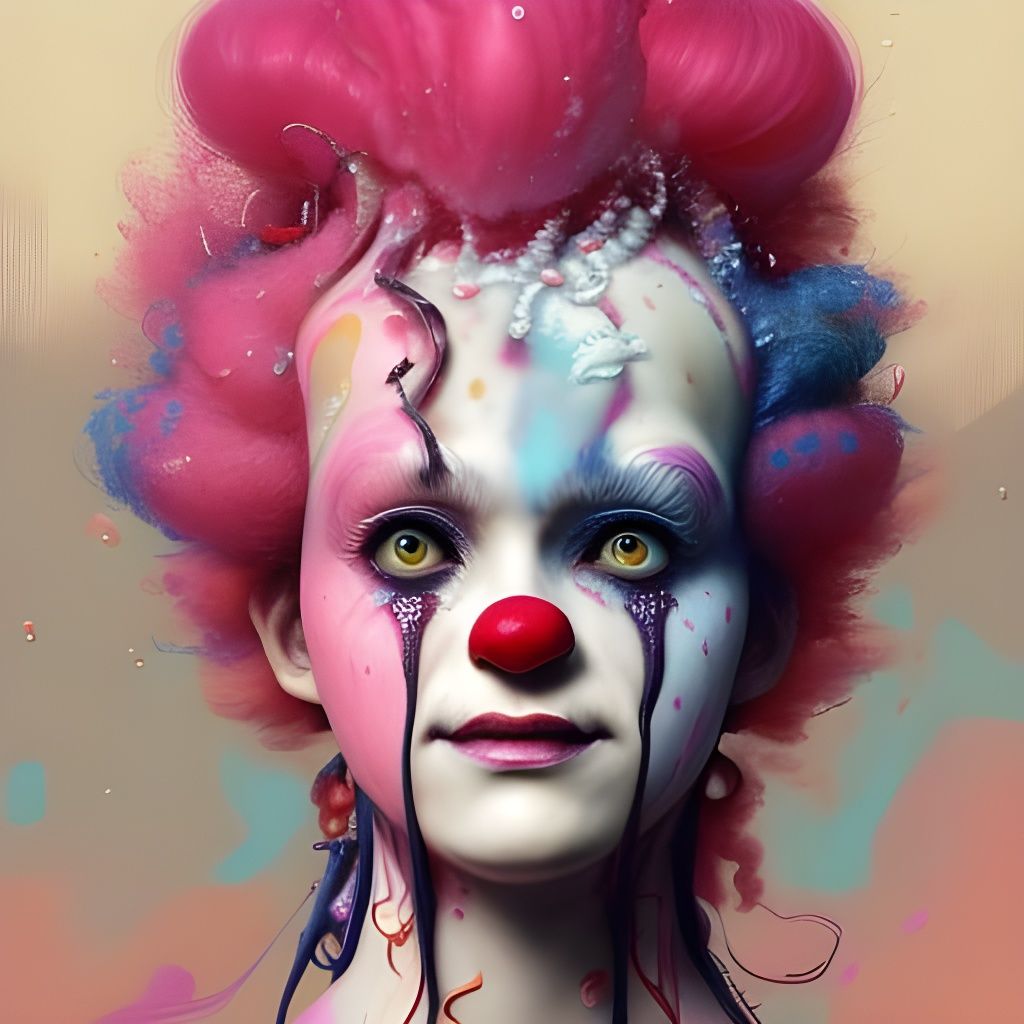 Anime Clown Portrait with Pink Hair