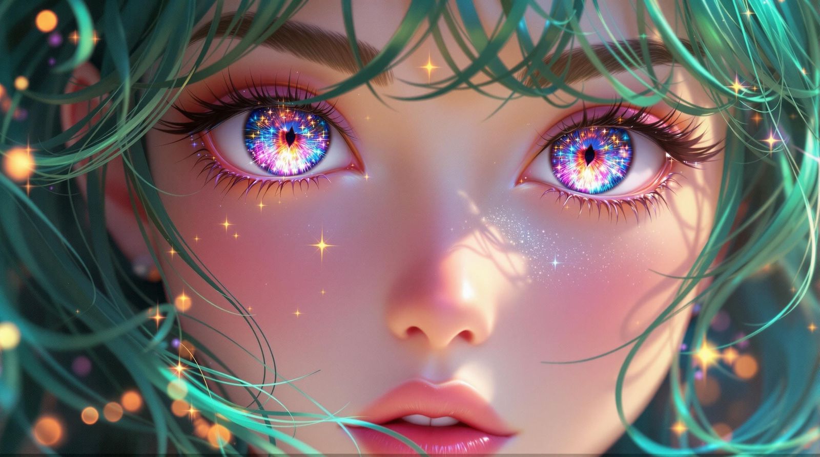 Youthful Anime Dreamer with Iridescent Eyes