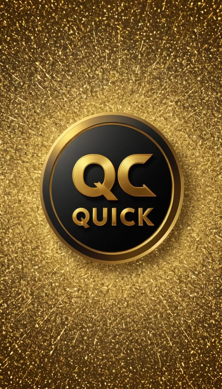 'Quick Gold' sign logo centered. a gradient multicolored lin...