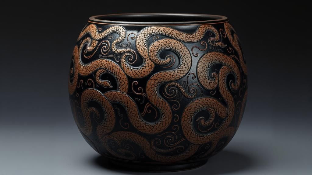 Ornate Snake Vessel from Warring States Period China