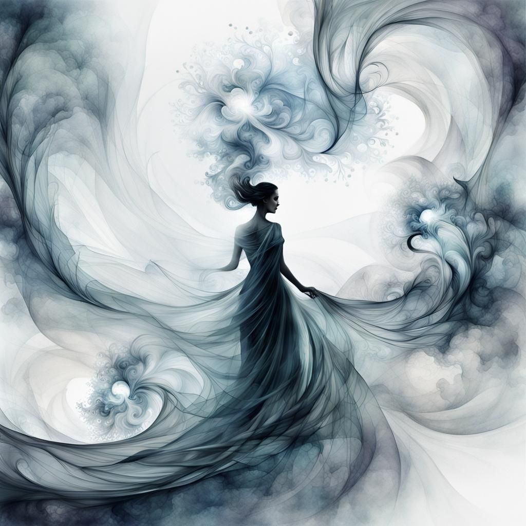 Ethereal Ghostly Portrait in Watercolor Art