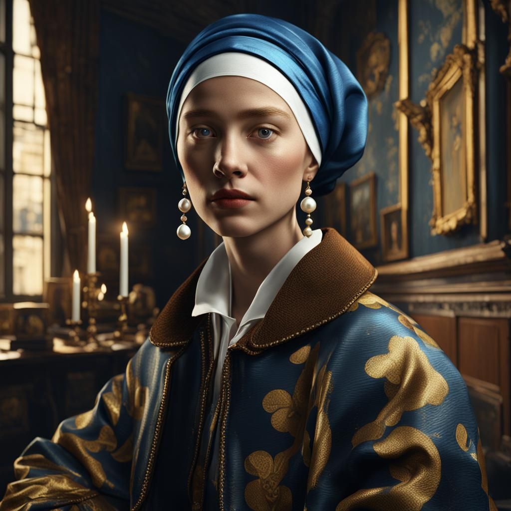 Girl with a Pearl Earring in Designer Jacket