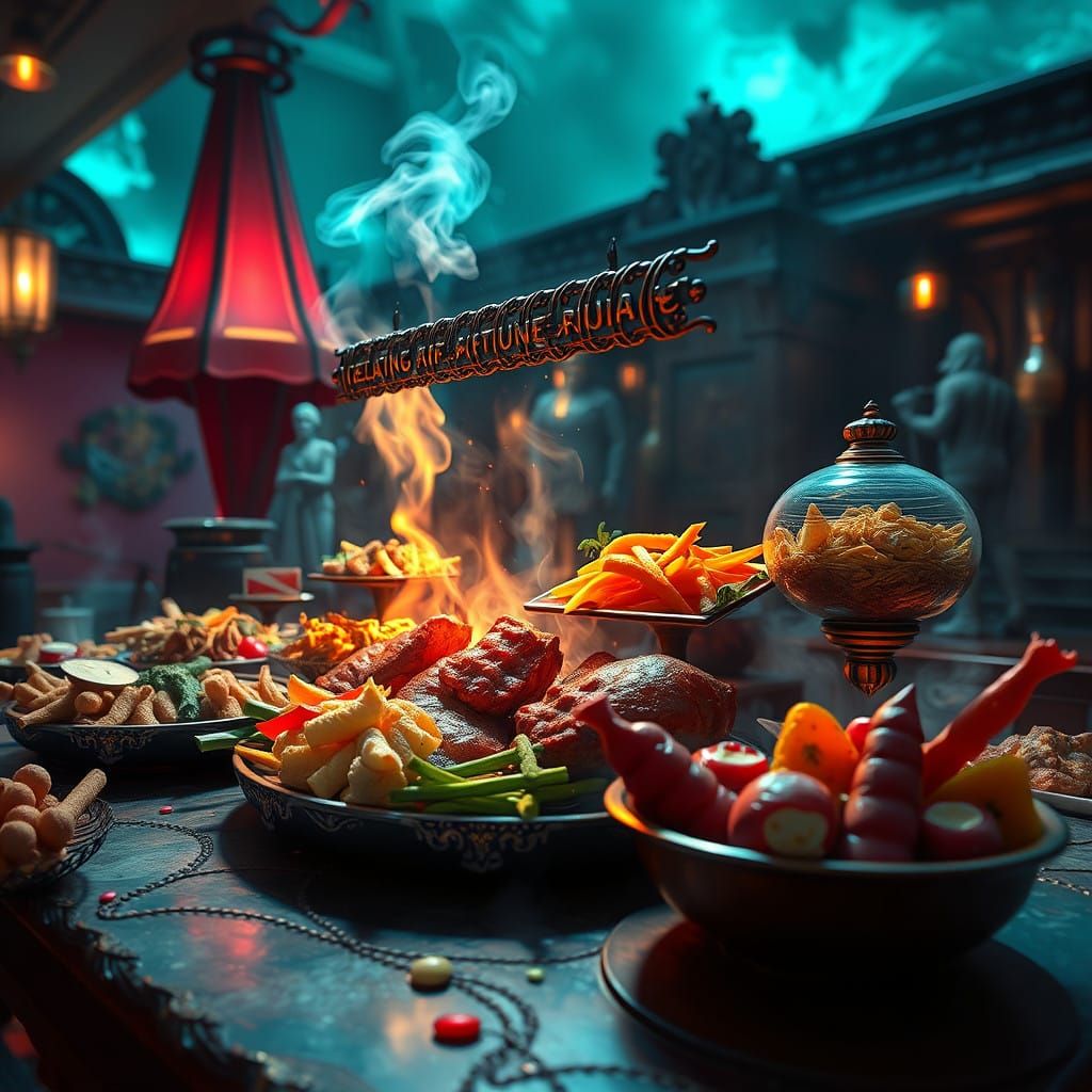 Fantastical Gourmet Deluxe Buffet in Vibrant Colors