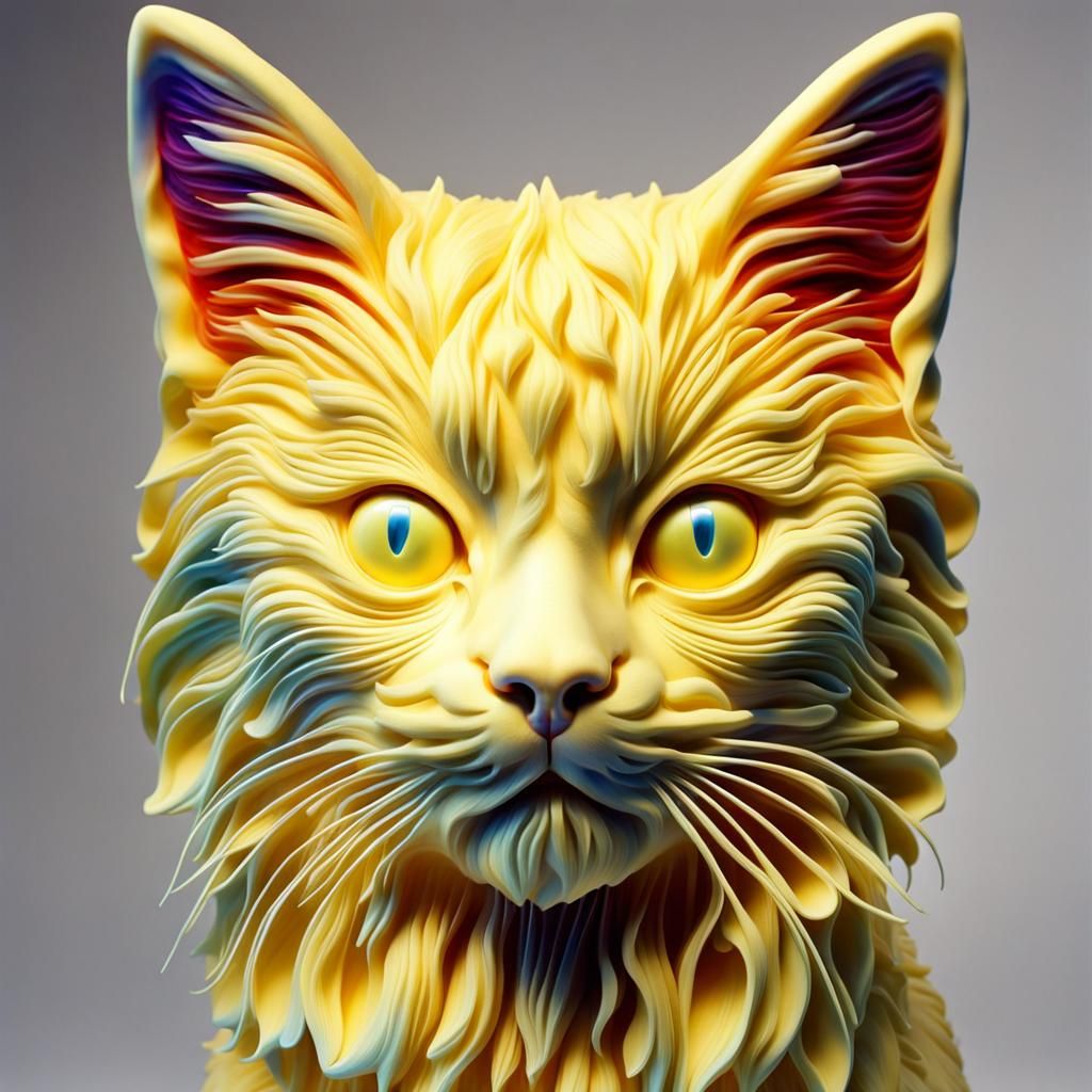 Psychedelic Kitten: A Detailed Butter Sculpture