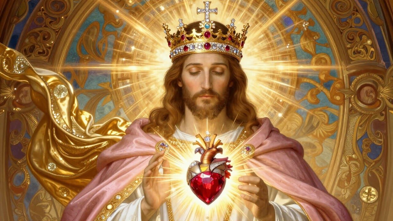 Jesus Christ as Royal King in Art Nouveau Style