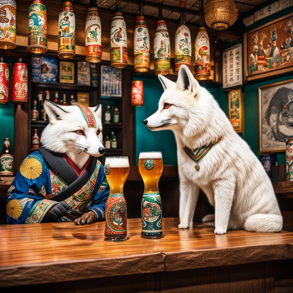 African Animals Chatting in Japanese-Taiwanese Bar