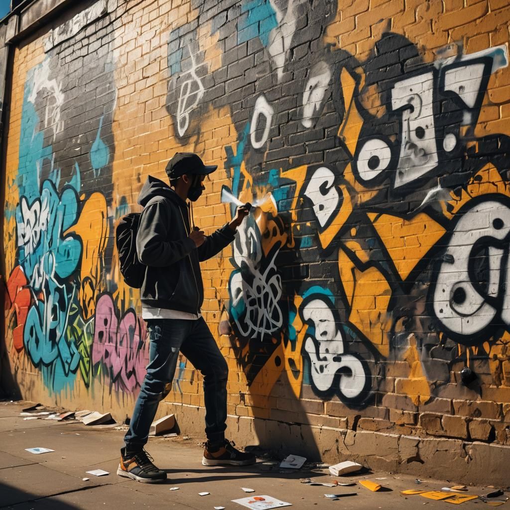 Street Artist Creates Mural in Gritty Urban Setting