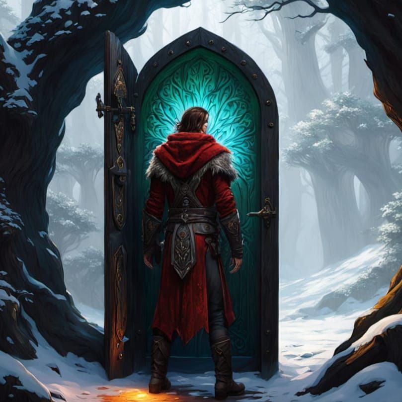 Elven Druid Opens Portal to Snowy Tundra