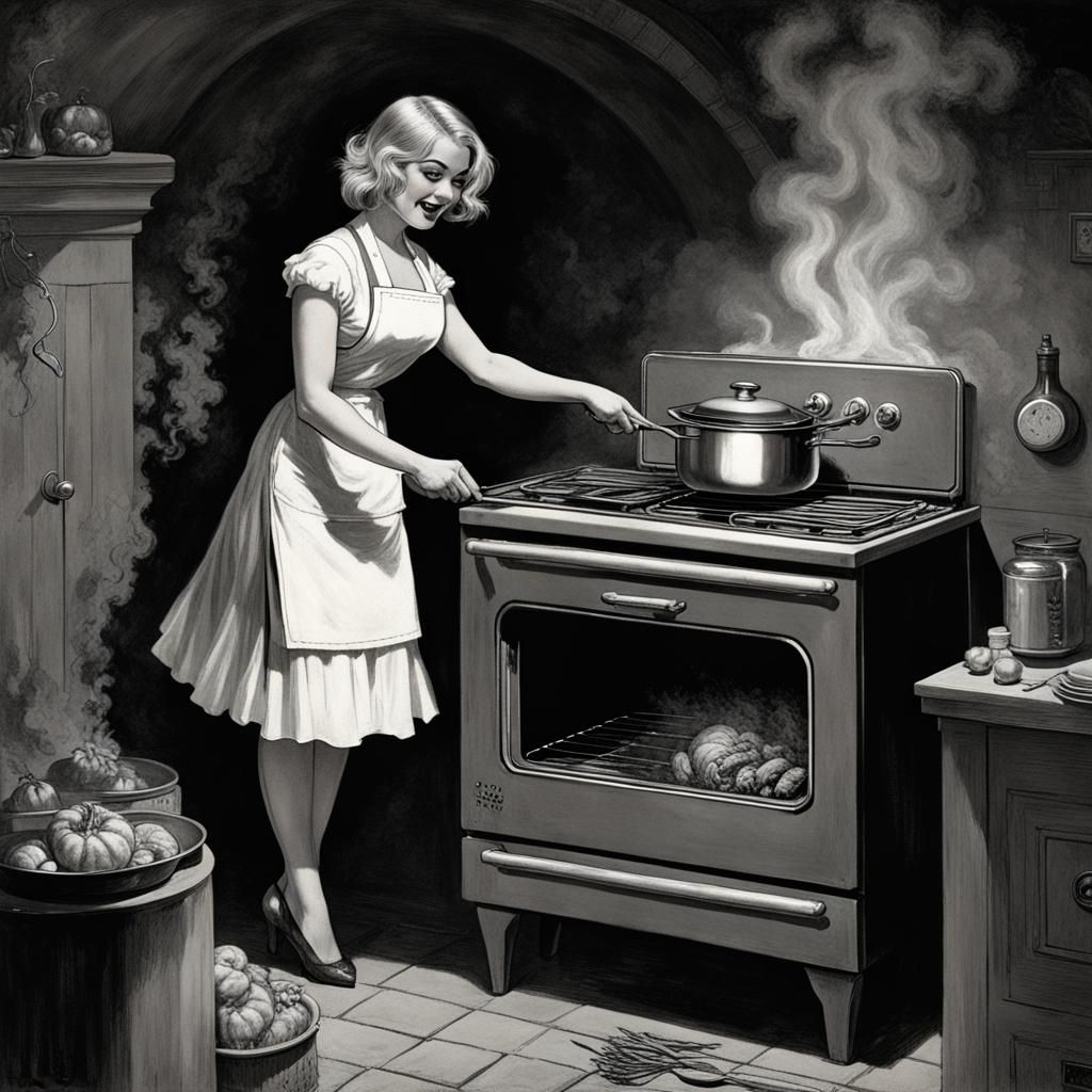 Cooking in a 1920s horror movie