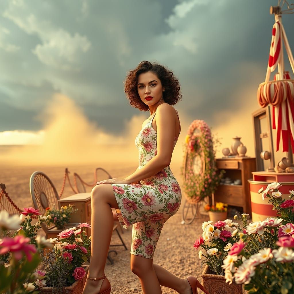 Whimsical Spring Goddess in Golden Light