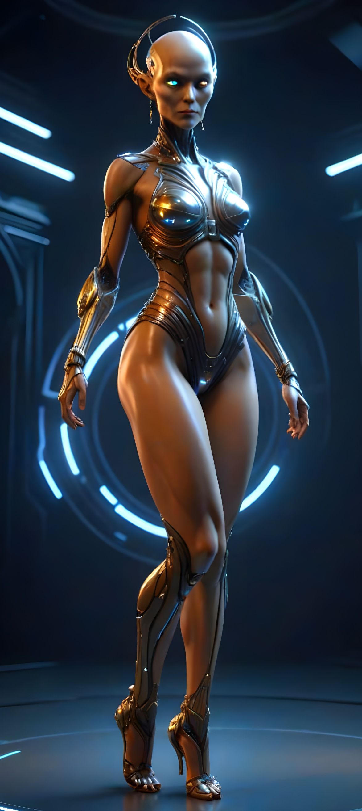 Hyper Realistic Alien Woman in Futuristic Attire