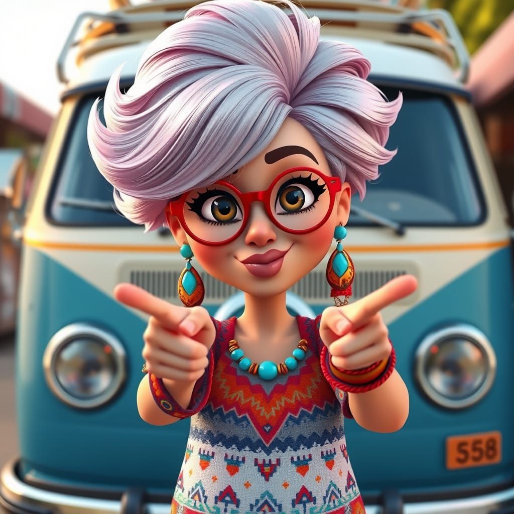 Playful 3D Cartoon Woman in Pixar/DreamWorks Style