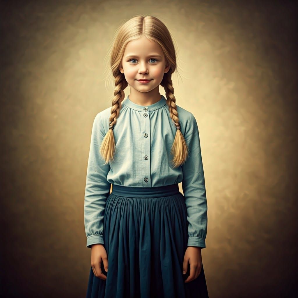 Girl with Braids in Soft Light: Evokes Nostalgia