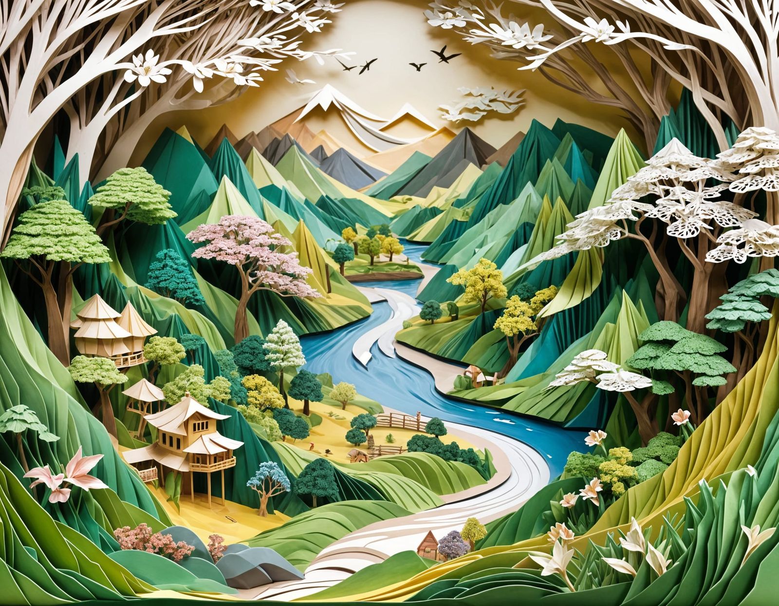 Iris Folding Papercraft Landscape with Exquisite Details