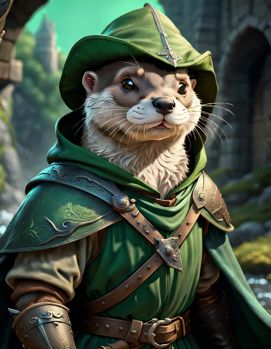 Medieval Otter Ranger in Splash Art Style