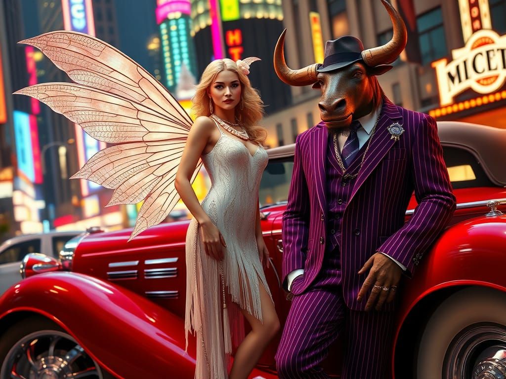 Glamorous 1920s Chicago Fantasy Scene in Hyperrealistic Styl...
