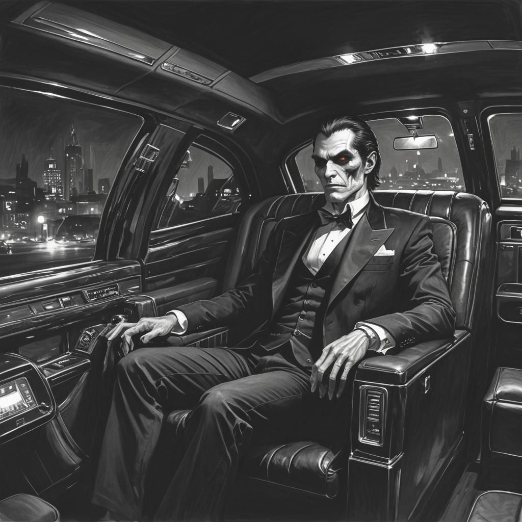 Sinister Vampire in Limousine by Night