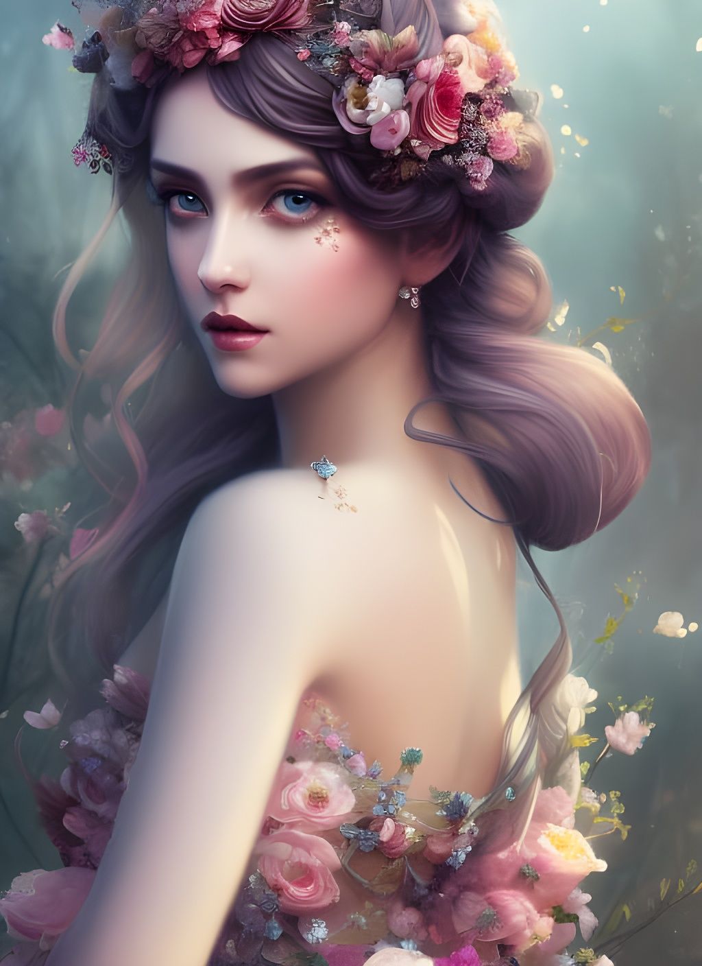 Attractive Fairy Portrait in Digital Art Style