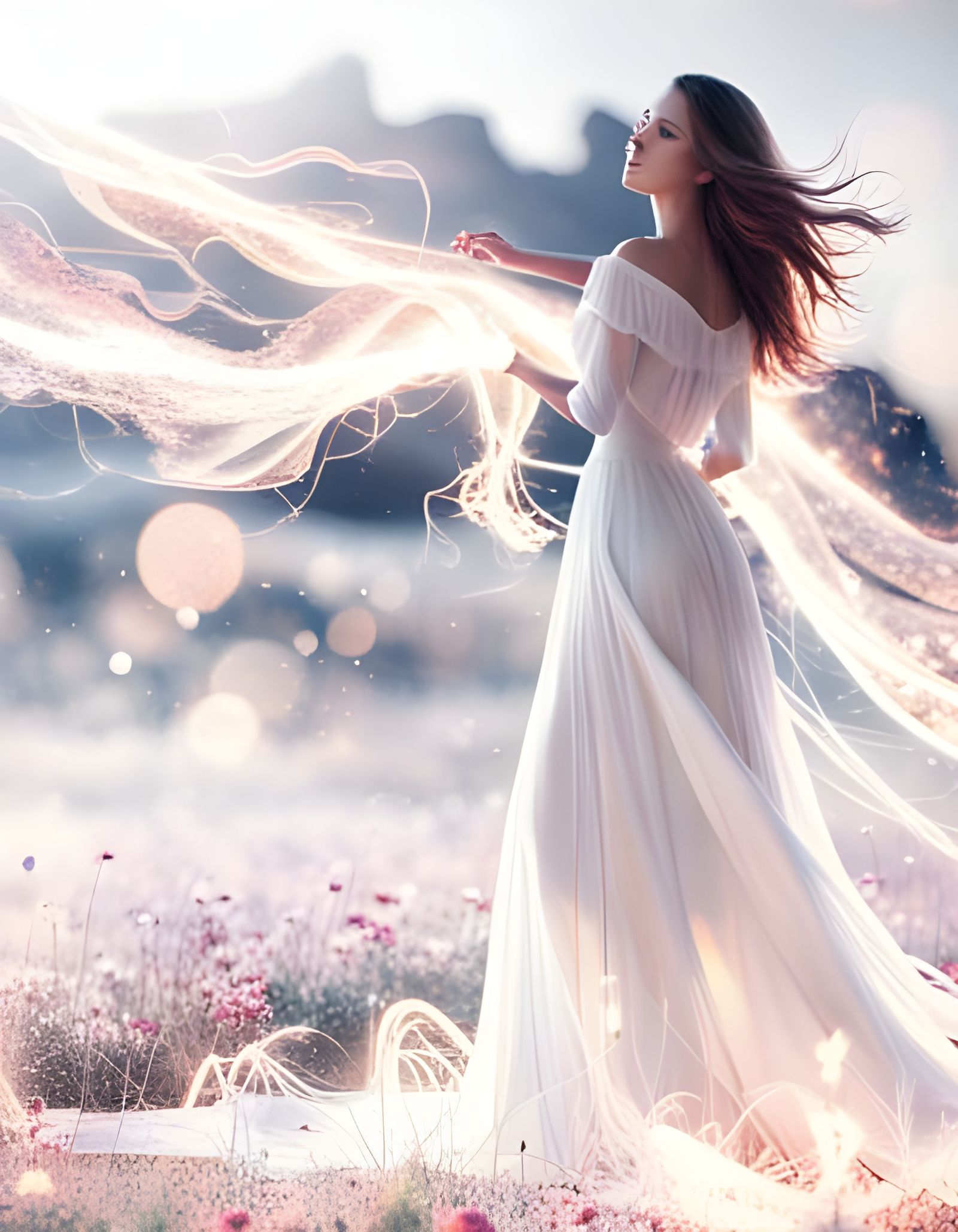 Electric Witch Conjuring Lightning with Magical Particles