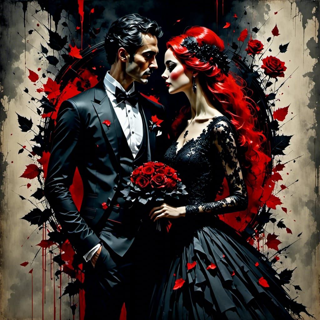 Surreal Couple Portrait with Dramatic Lighting