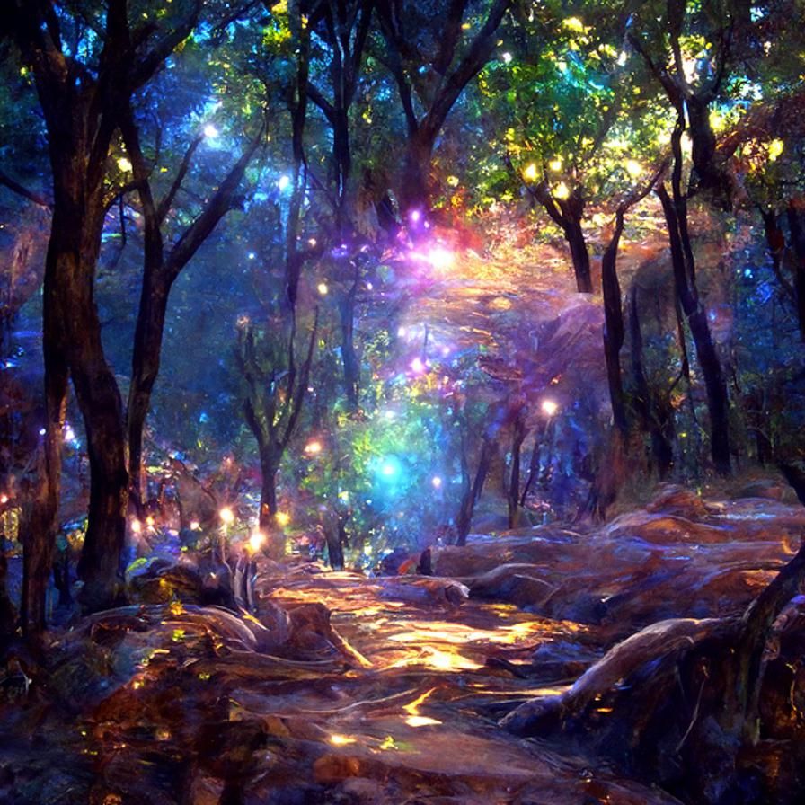 Cosmic Blue-Rainbow Flower Field in Hyperrealism Style