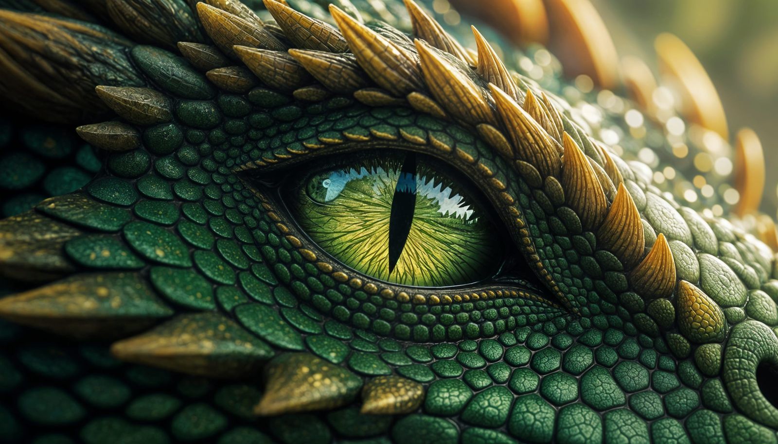 Hyper-Realistic Dragon's Eye in Molten Gold and Emerald