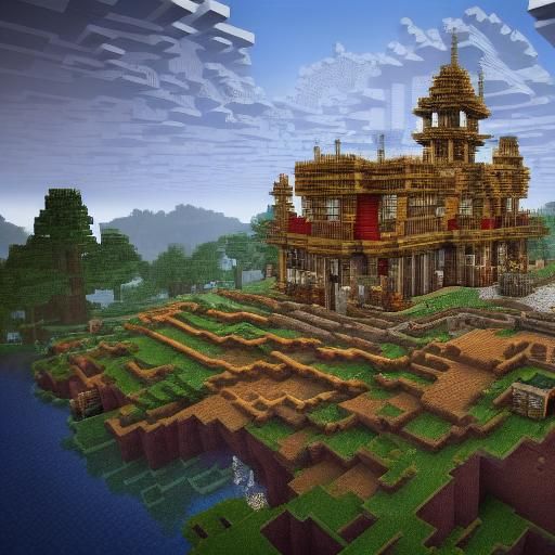 Epic Minecraft House: Cinematic Digital Matte Painting