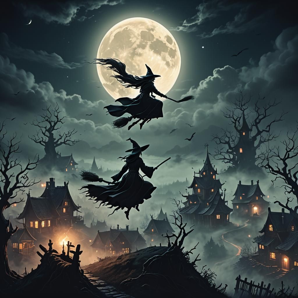 Dark Fantasy Witch Pursuit in Twisted Village