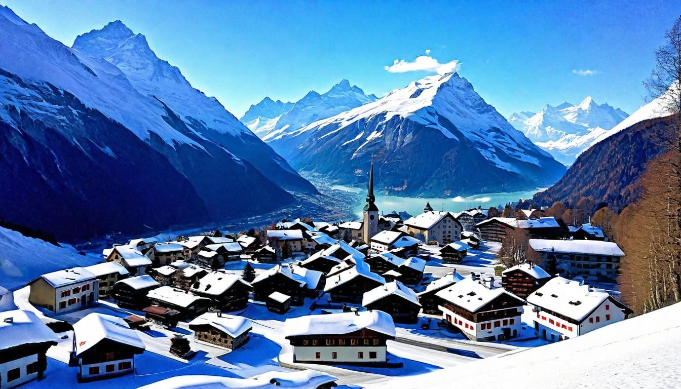 Idyllic Swiss Village in the Engadine Valley