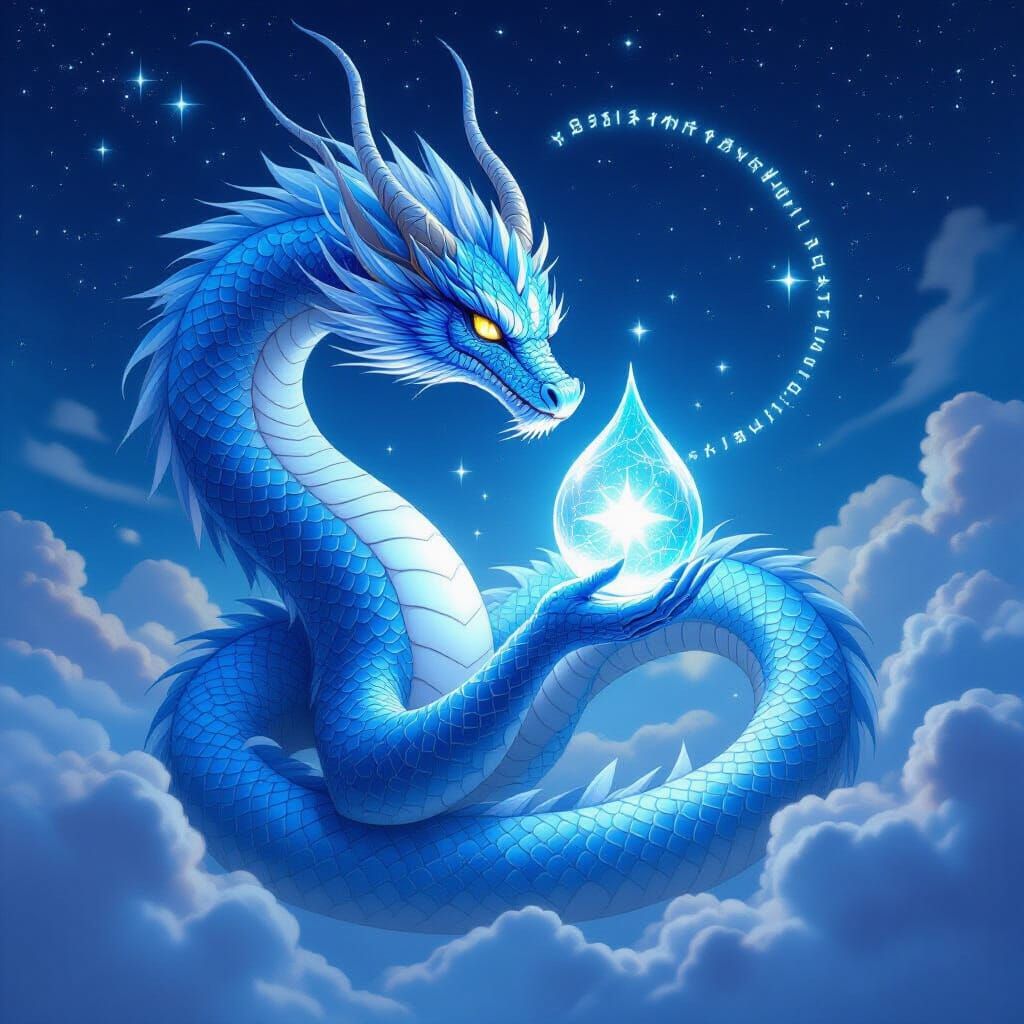 Celestial Dragon Coiling Through Starry Sky