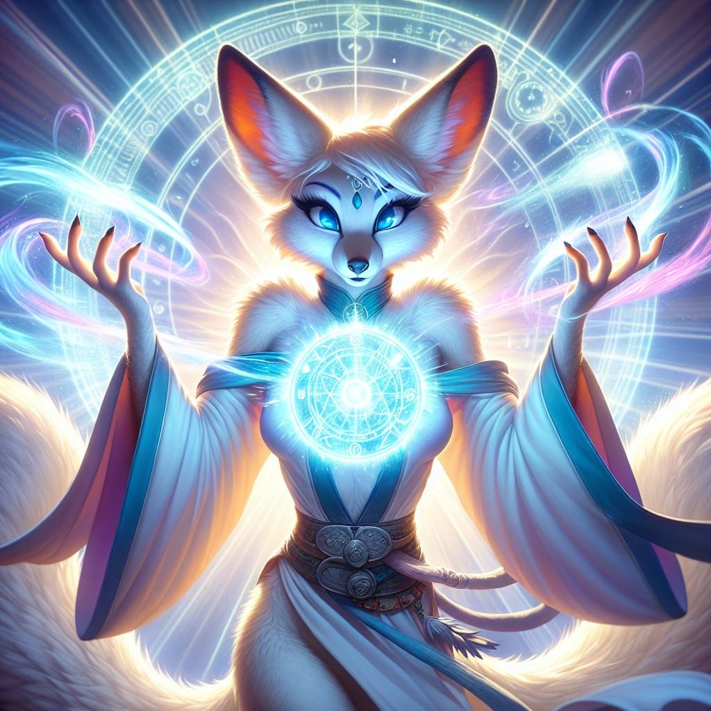 Fennec Fox Ice Mage Casting a Spell