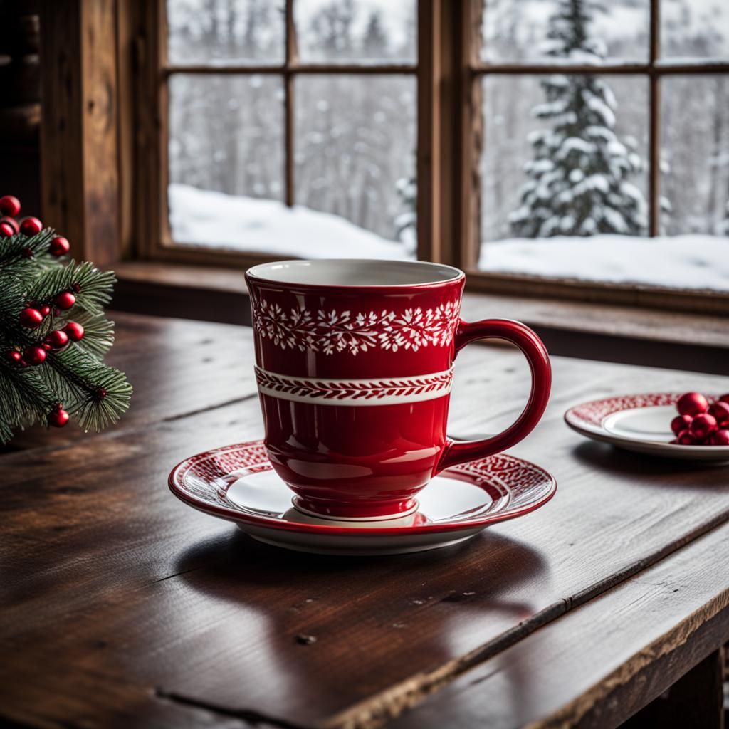 Christmas Coffee Mug in Swedish Farmhouse Setting