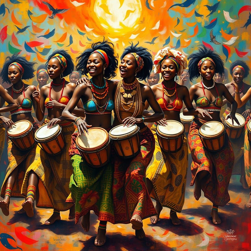 Vibrant African Festival Dancers in Colorful Loincloths