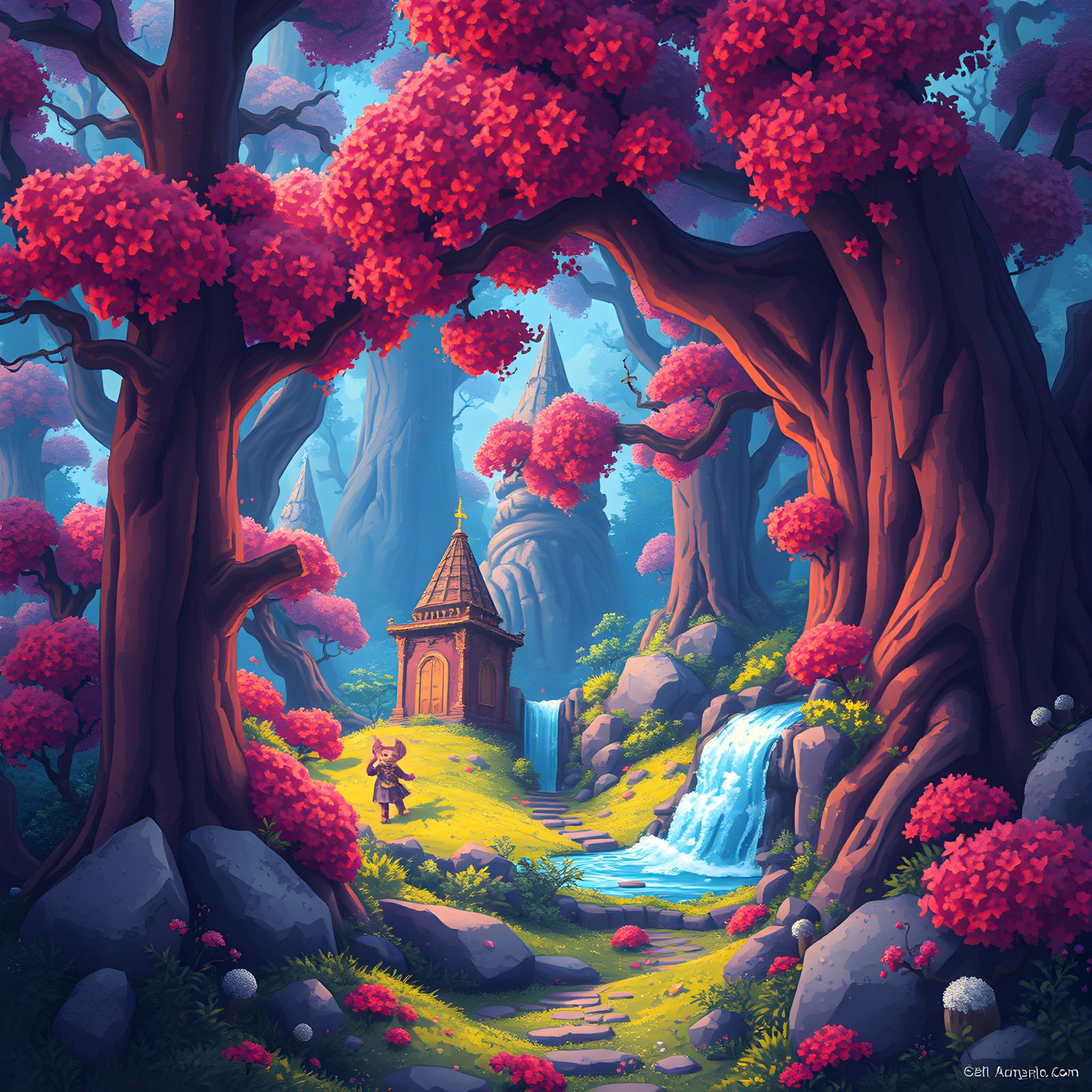 Whimsical Pixel Art Fantasy Landscape