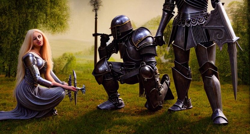 Fantasy Maiden and Knight in Gothic Garden