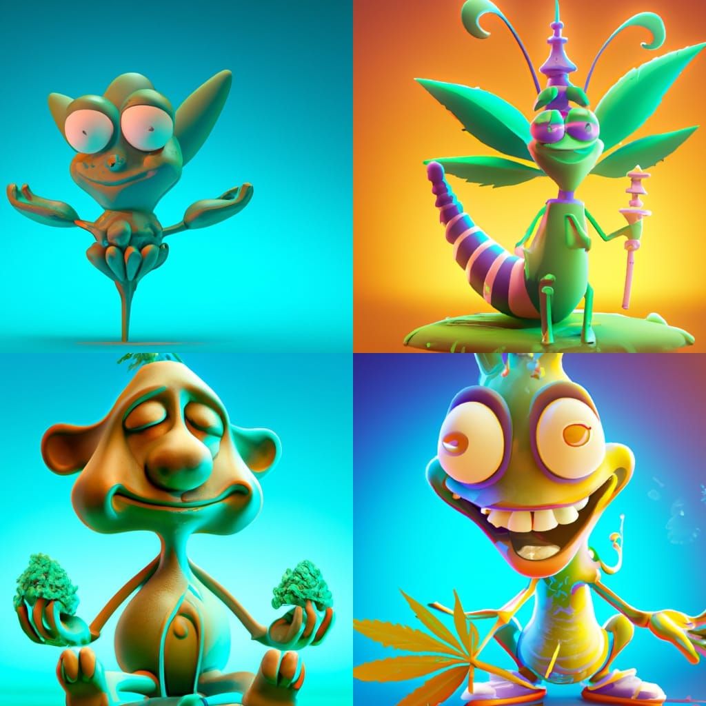 High-Resolution 3D Cannabis Creature, Pixar Style