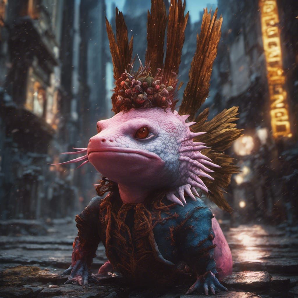 Anime Axolotl Walks Through Mexico City