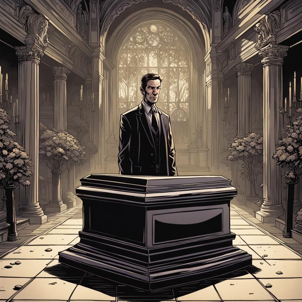 Funeral Employee in Comic Book Art Style