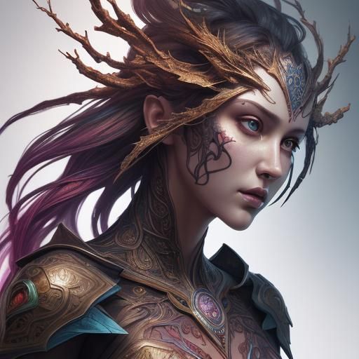 Hyperrealistic Woman-Tree Hybrid in Splash Art Style