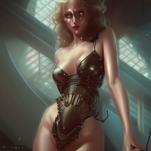 Sensuous Robot Temptress in Dark Fantasy Style