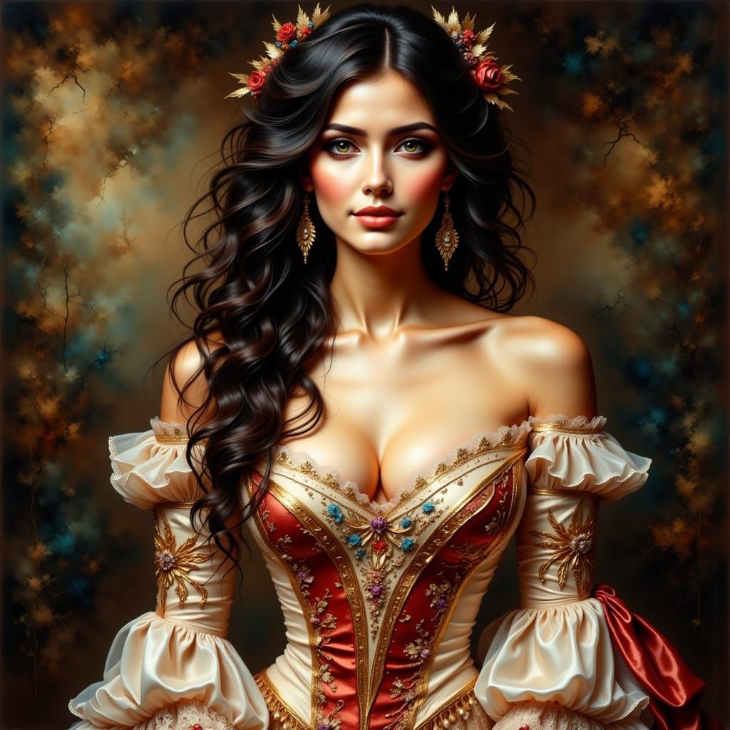 Victorian Lady Portrait in Antique Watercolor Style