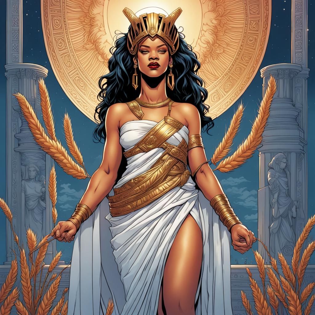 Rihanna as Demeter in Comic Book Art Style