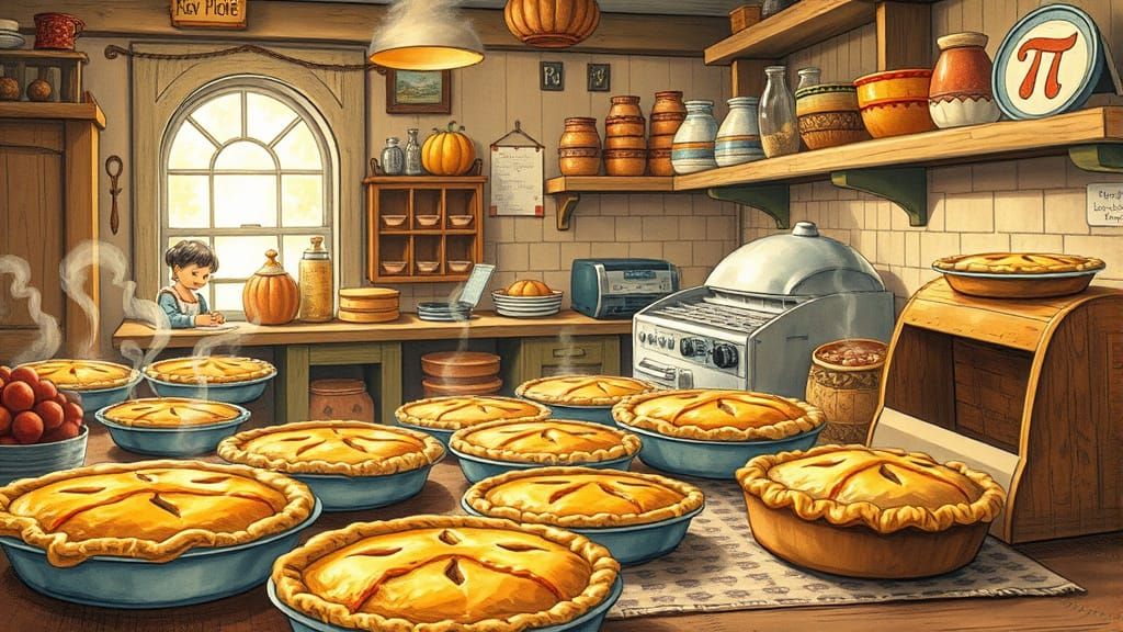 Vintage Bakery Scene Celebrates Pi Day