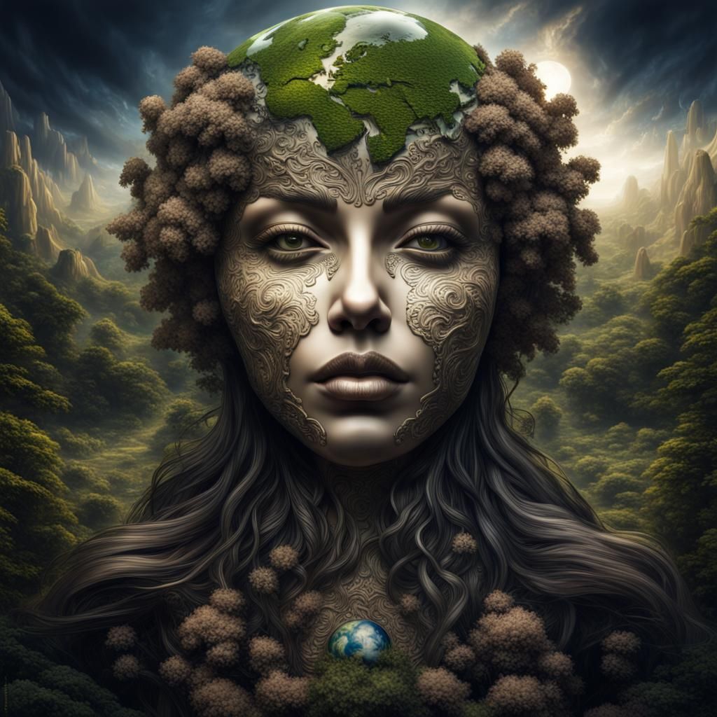 Hyperrealistic Gaia: Mother Earth Personified